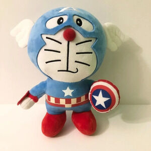 Doraemon Captain America Plush Window Cling  10 Inch Tall Stuffed Toy